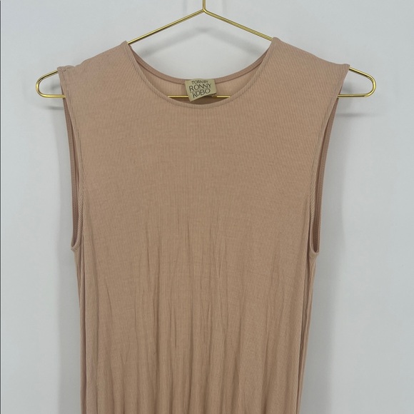 Ronny Kobo Collection Two-Tone Tan Midi Dress - Picture 4 of 11